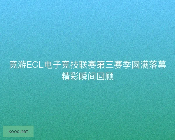 竞游ECL电子竞技联赛第三赛季圆满落幕精彩瞬间回顾