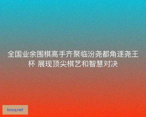 全国业余围棋高手齐聚临汾尧都角逐尧王杯 展现顶尖棋艺和智慧对决